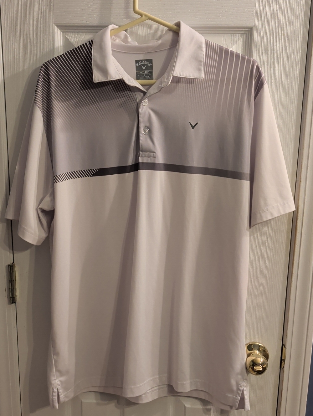 Callaway Men's White Polo with Gray Gradient Stripe